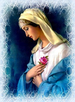 Mary holding rose