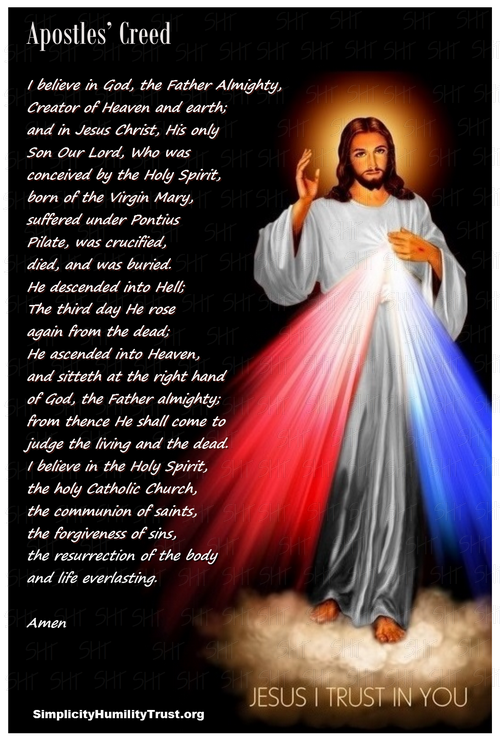 Divine Mercy Image with Apostles Creed.
